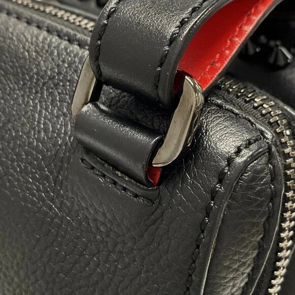 CHRISTIAN LOUBOUTIN Bench Reporter Black Red Leather Shoulder Bag 531-081725 - Picture 7 of 15